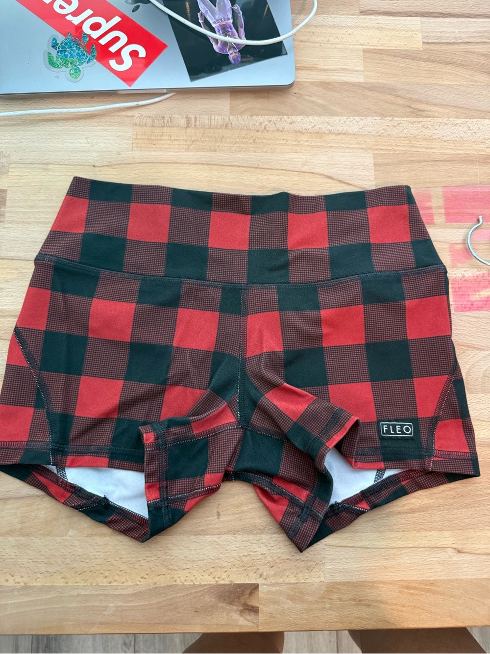 FLEO Red & Black Buffalo Plaid Shorts – Medium